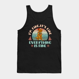 I'm fine.It's fine. Everything is fine.Merry Christmas  funny dog and Сhristmas garland Tank Top